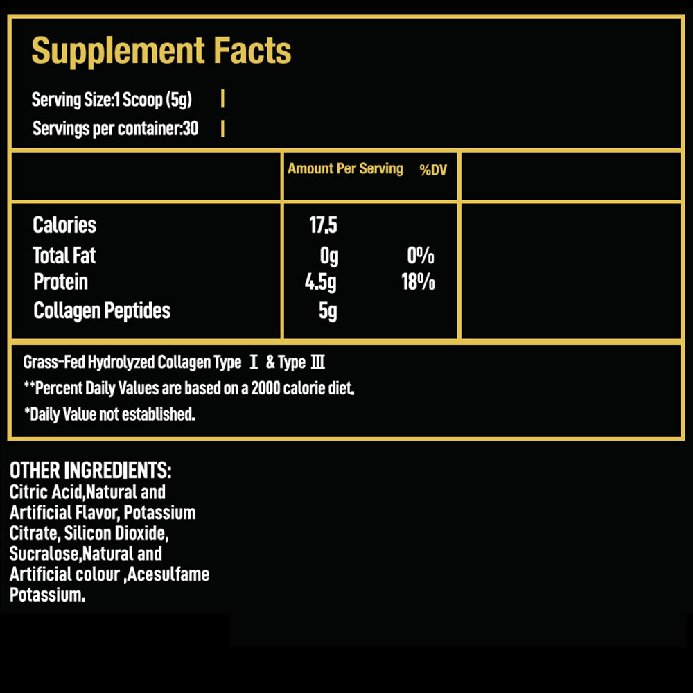 Gold-Collagen-Peptide-Supplement-Facts