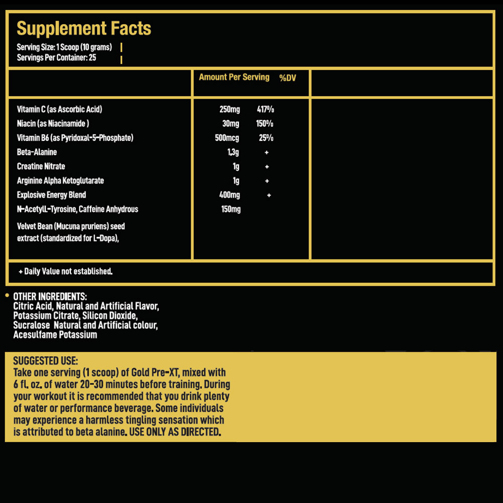 Gold-Pre-XT-Supplement-Facts